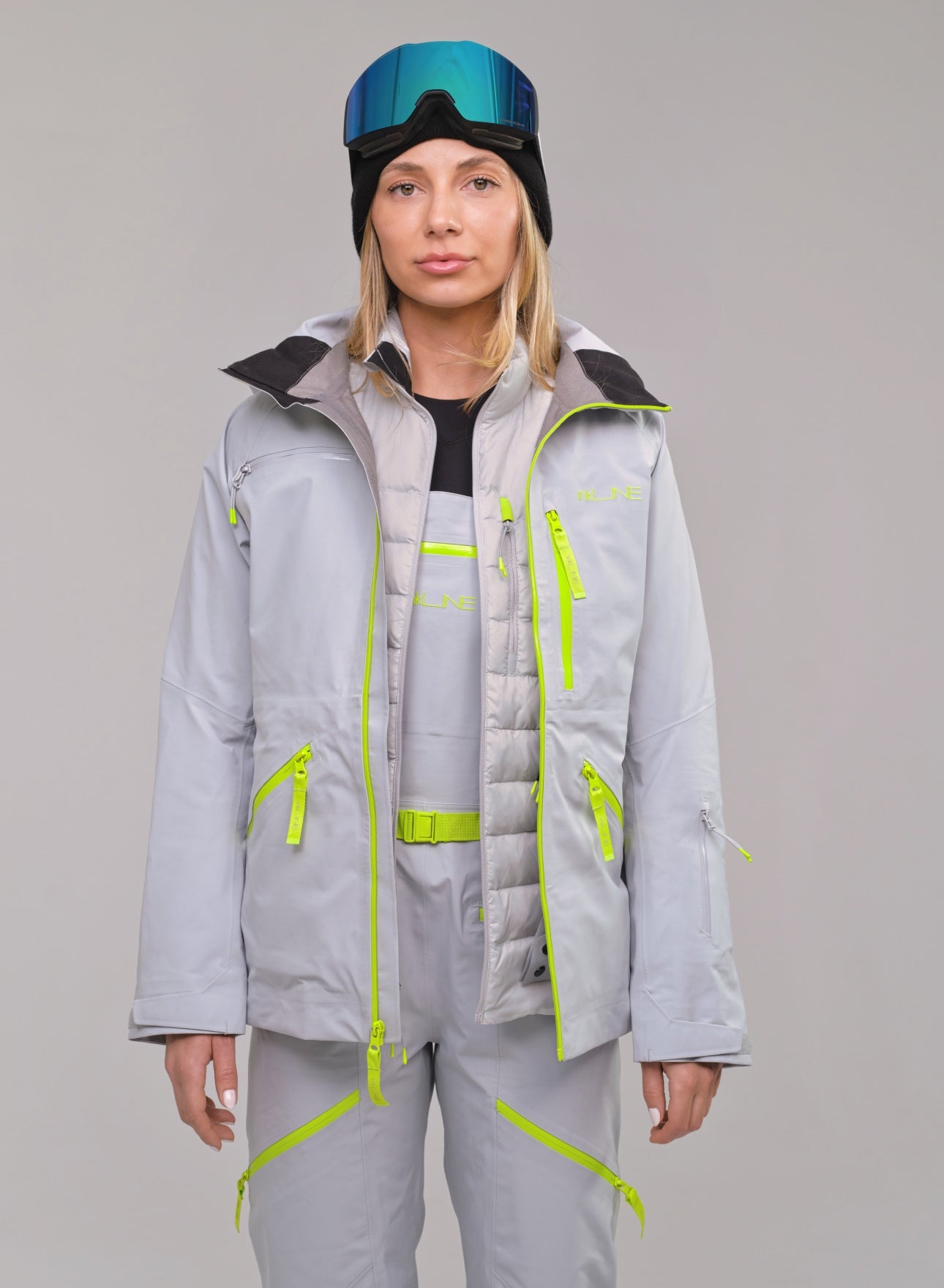 grey midlayer ski puffy jacket - InkLine