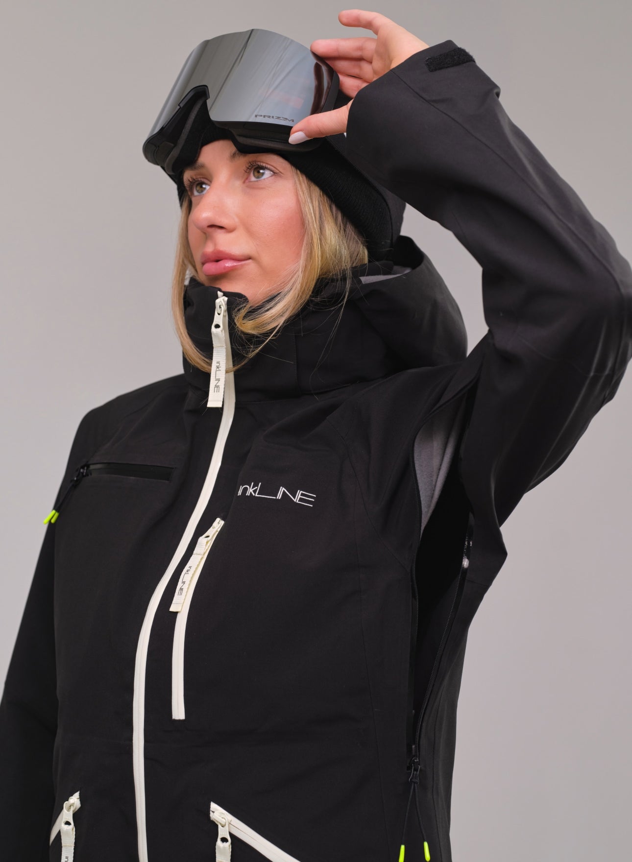 womens black ski jacket with vents- InkLine