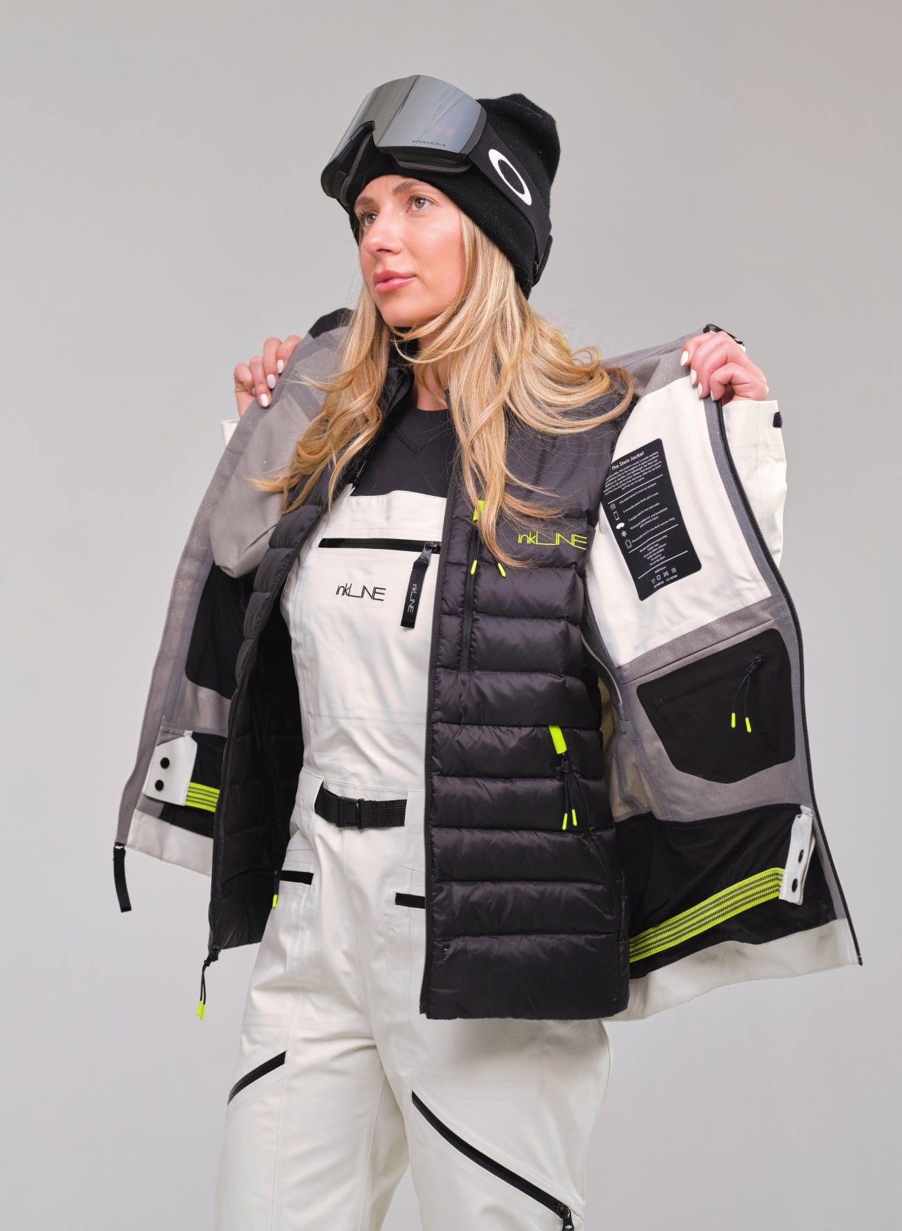 womens cream matching ski jacket and pants - InkLine