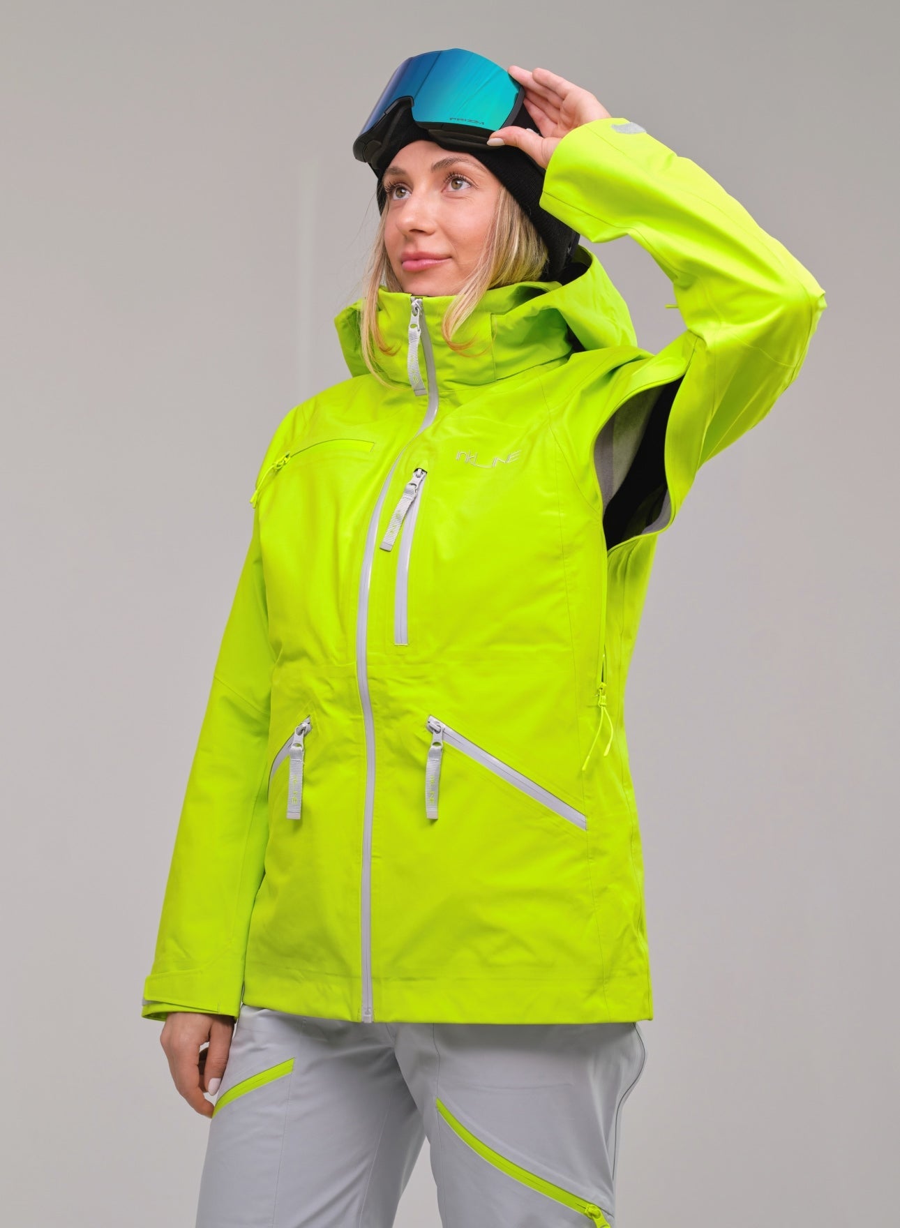 womens highlighter green ski and snowboard jacket