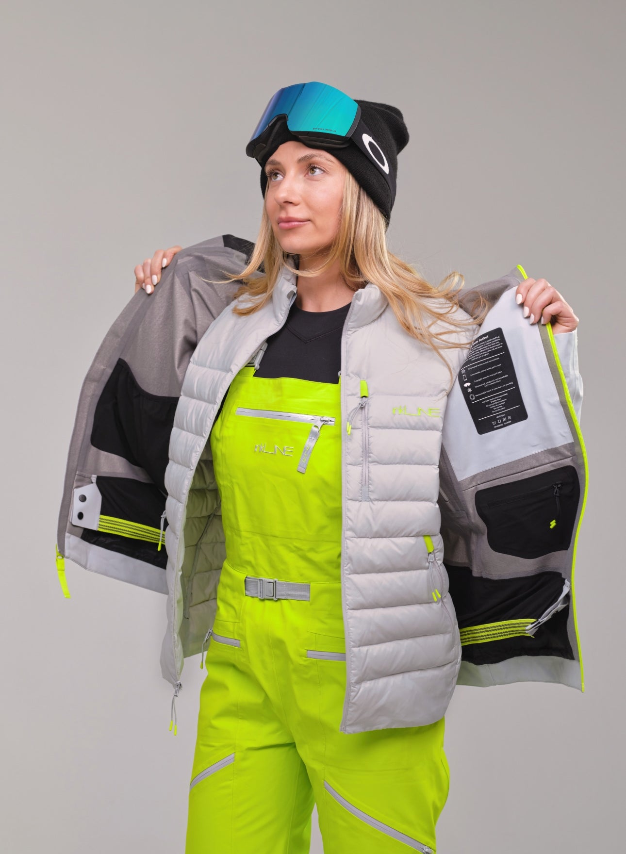 womens gray matching ski jacket and pants - InkLine