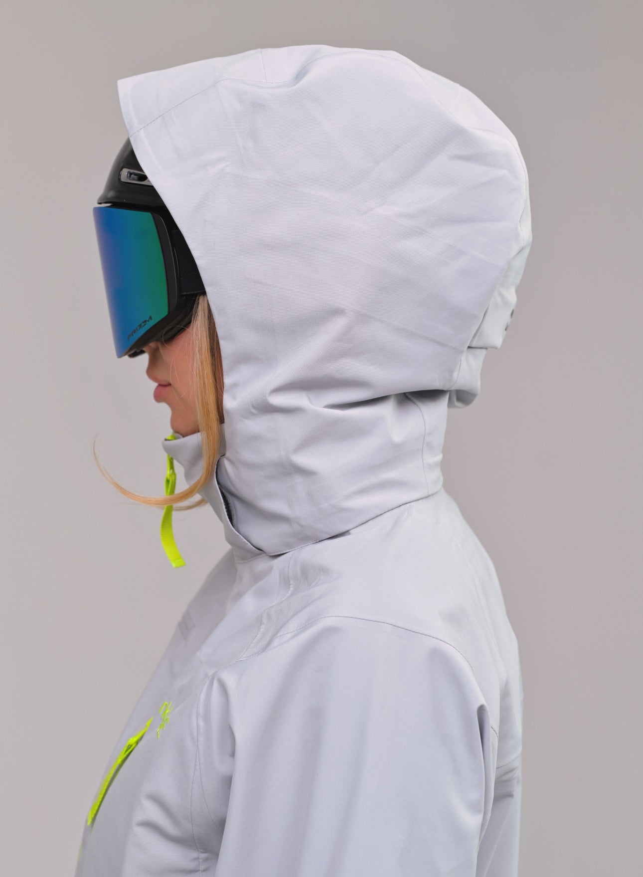 womens grey ski shell jacket with adjustable hood - InkLine