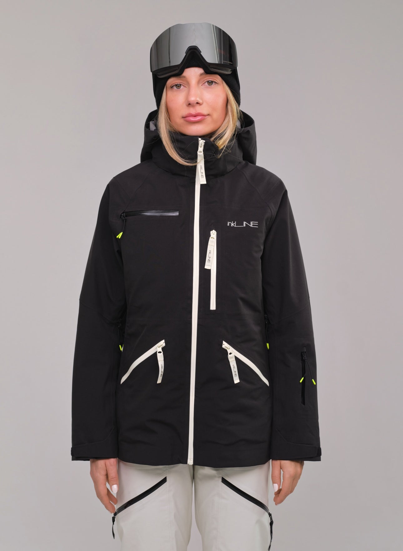 womens black ski and snowboard shell jacket - InkLine