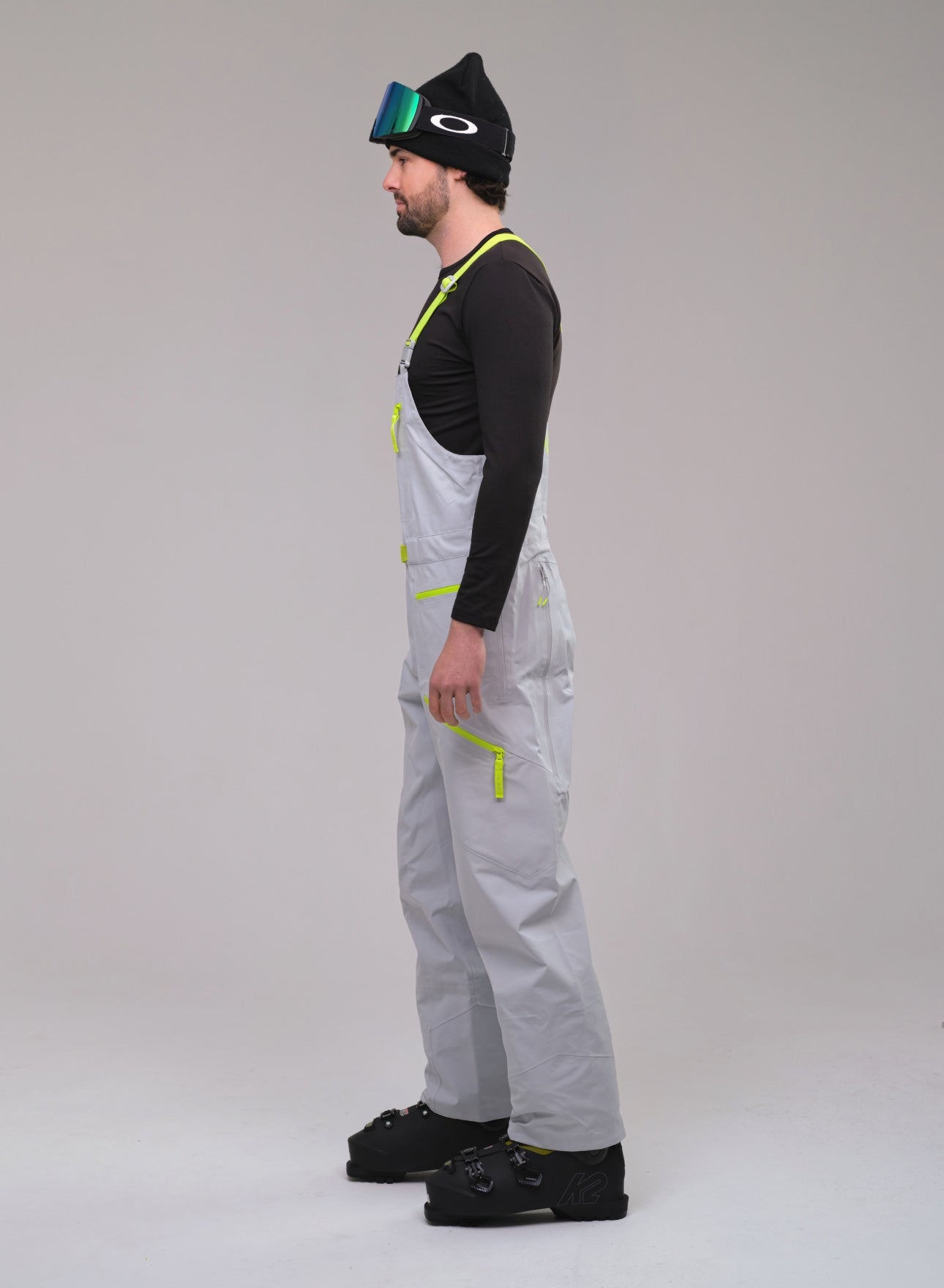 mens gray ski bibs