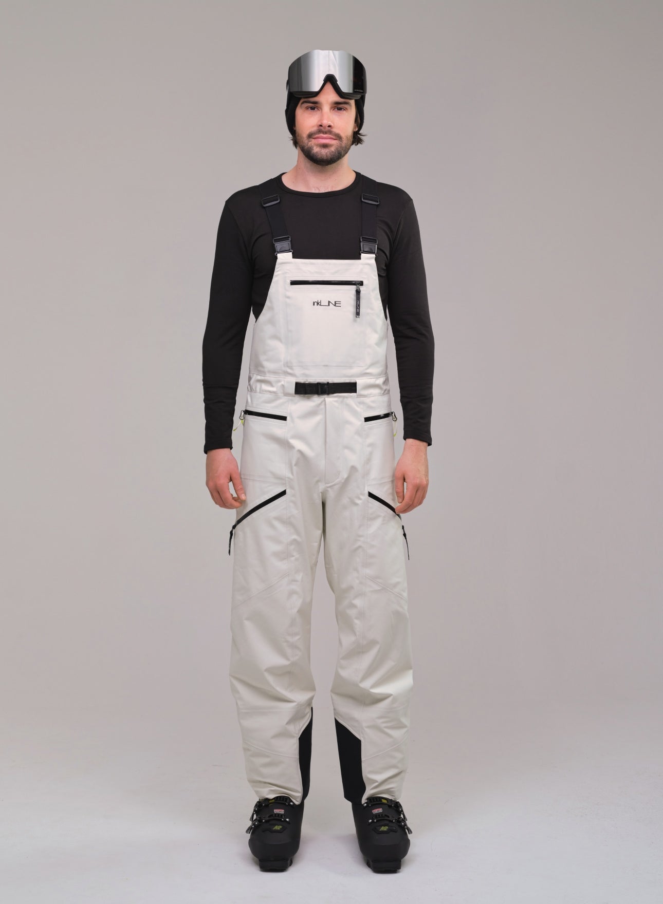 mens cream ski and snowboard bibs