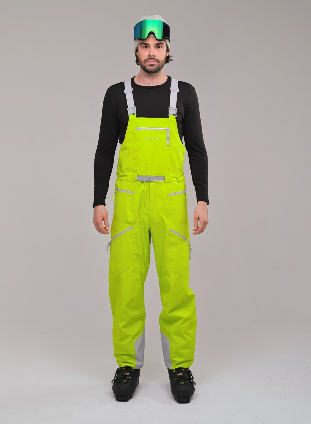 Mens lime green bib ski pants