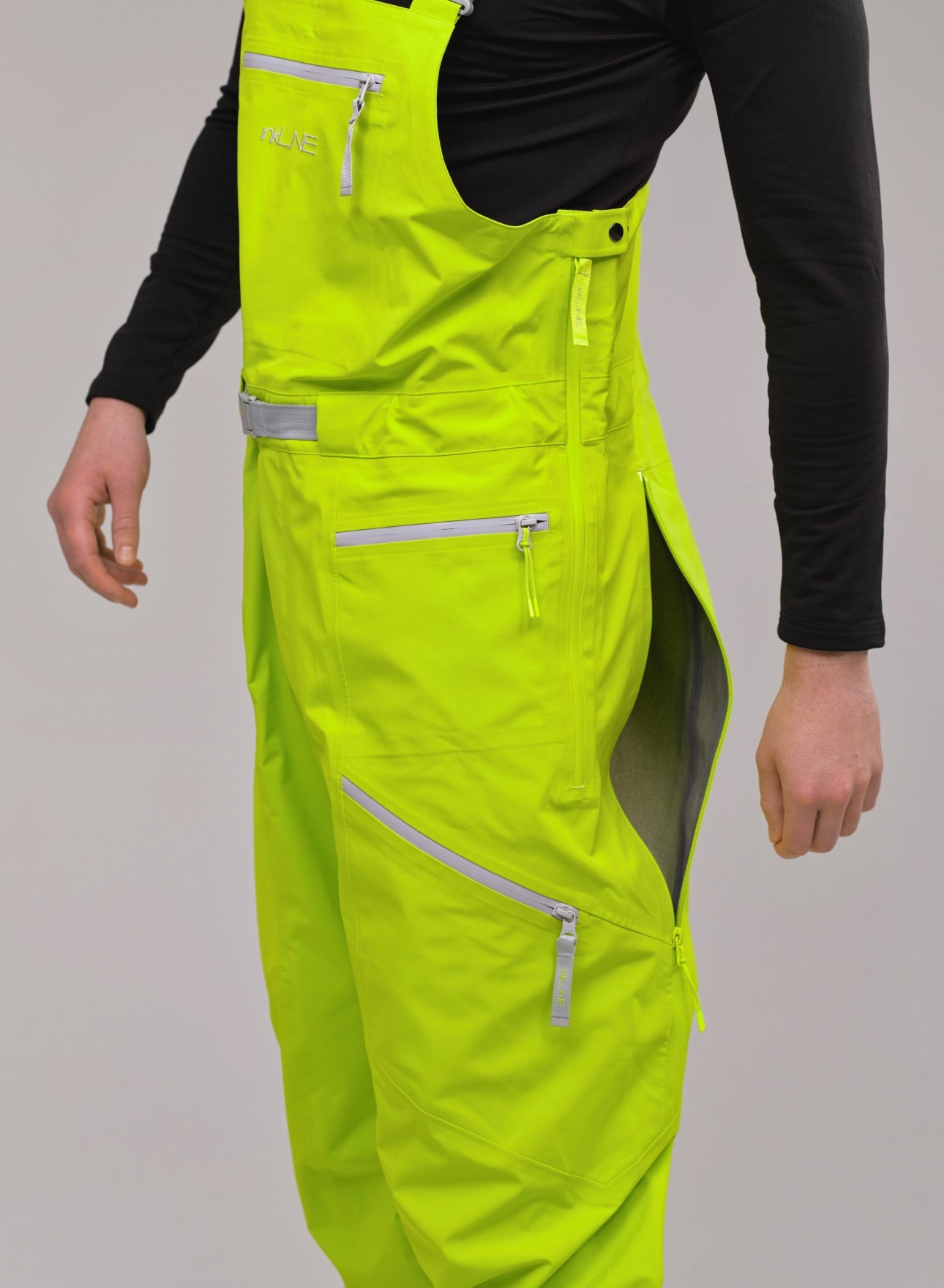 mens lime green ski bibs