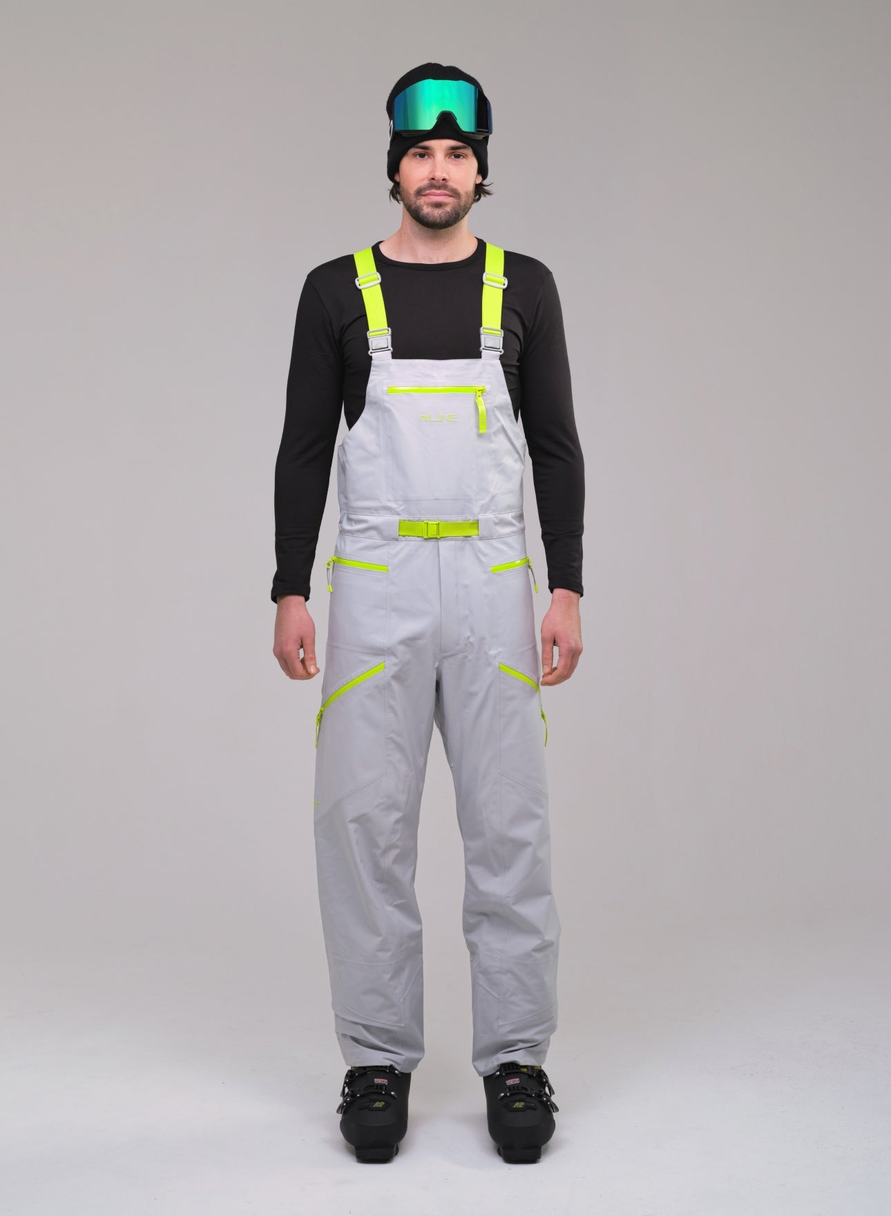 mens grey ski bibs