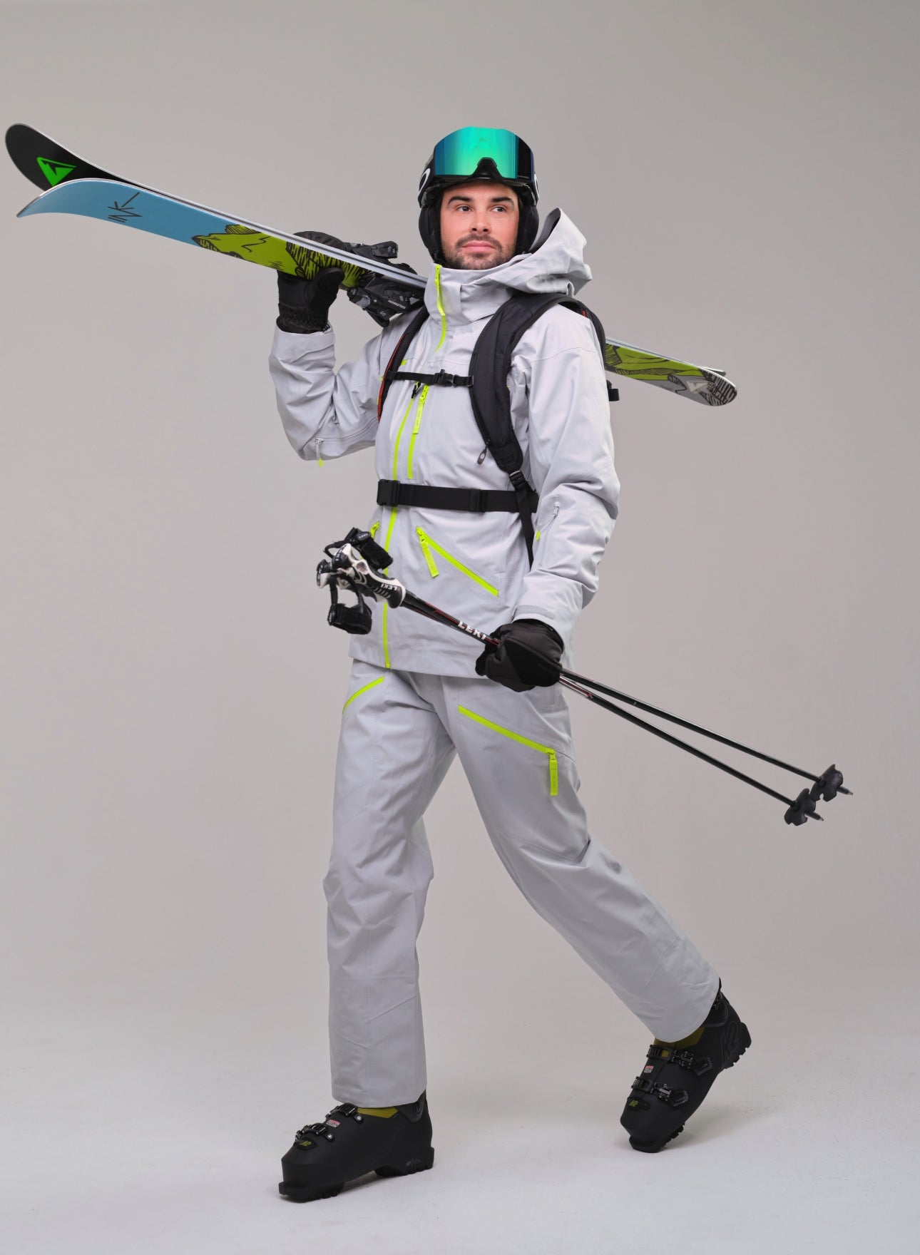 mens matching grey ski jacket and pants