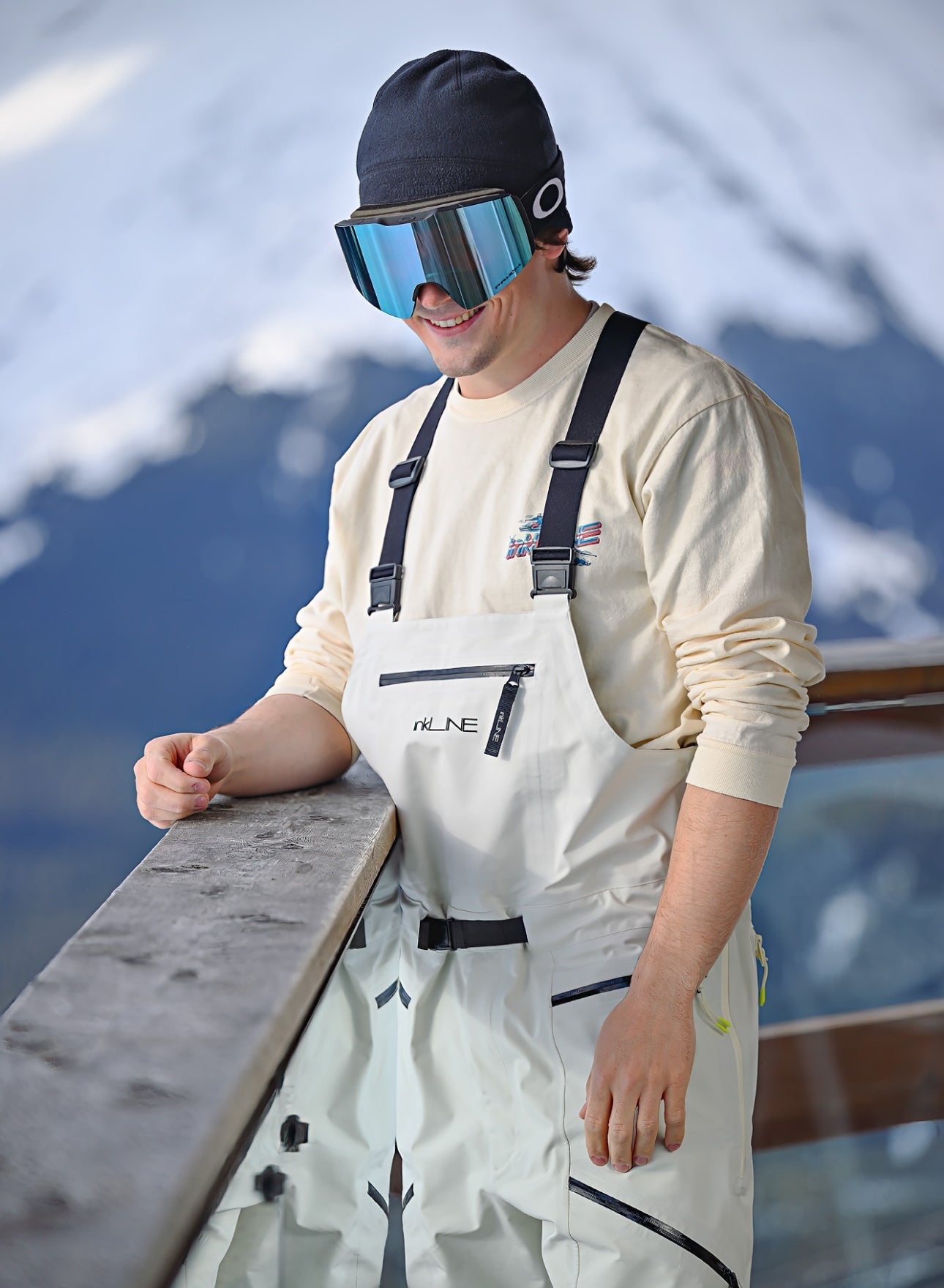 mens white ski bibbed pants