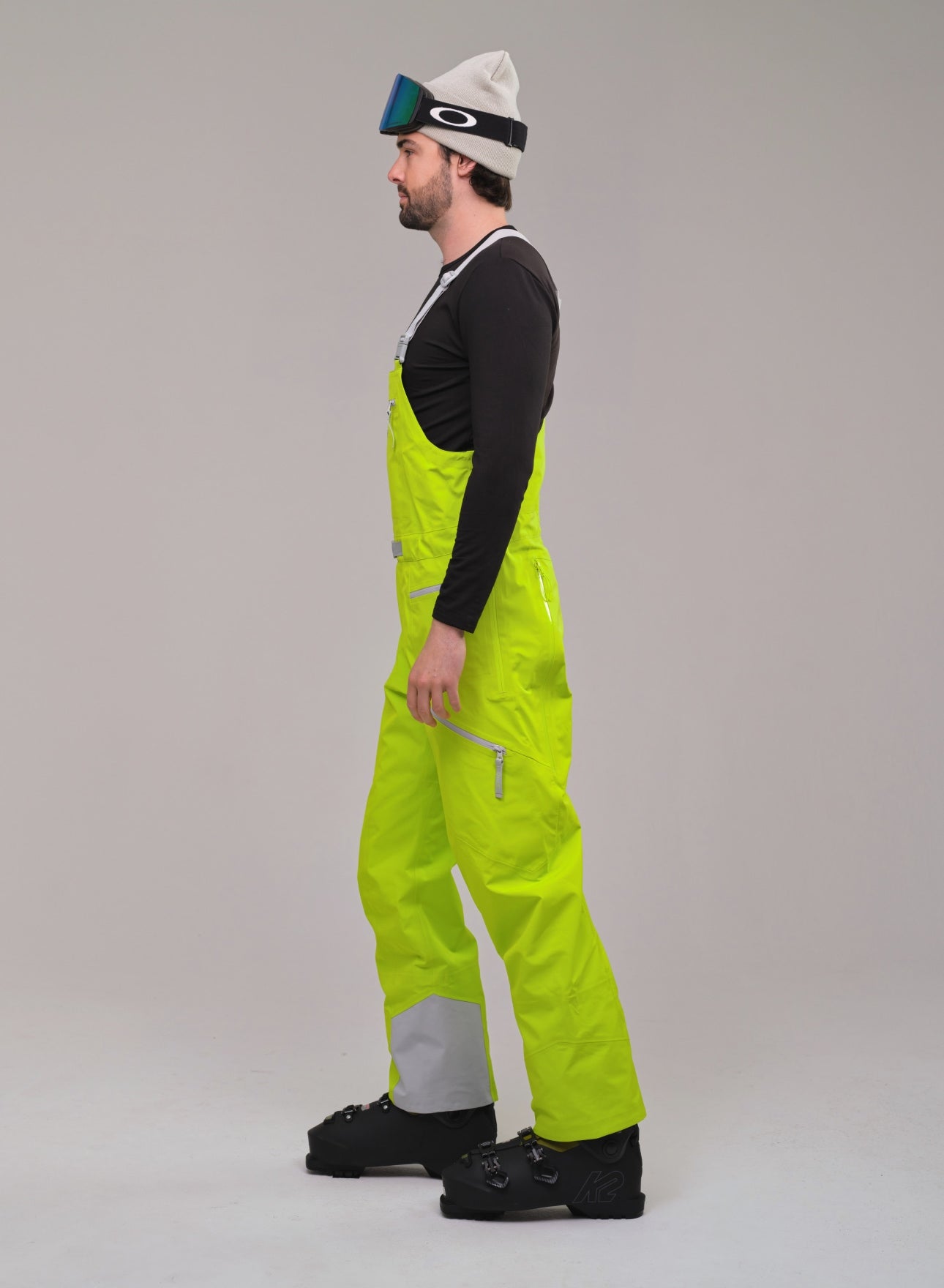 mens lime green snowboard bibs