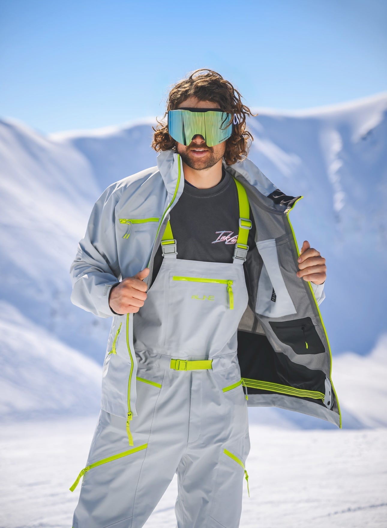 mens matching grey ski jacket and bibs