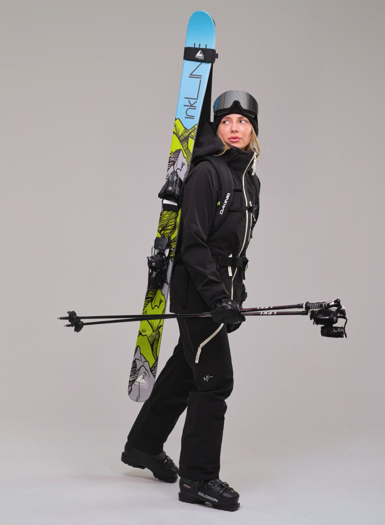 All black womens matching ski set